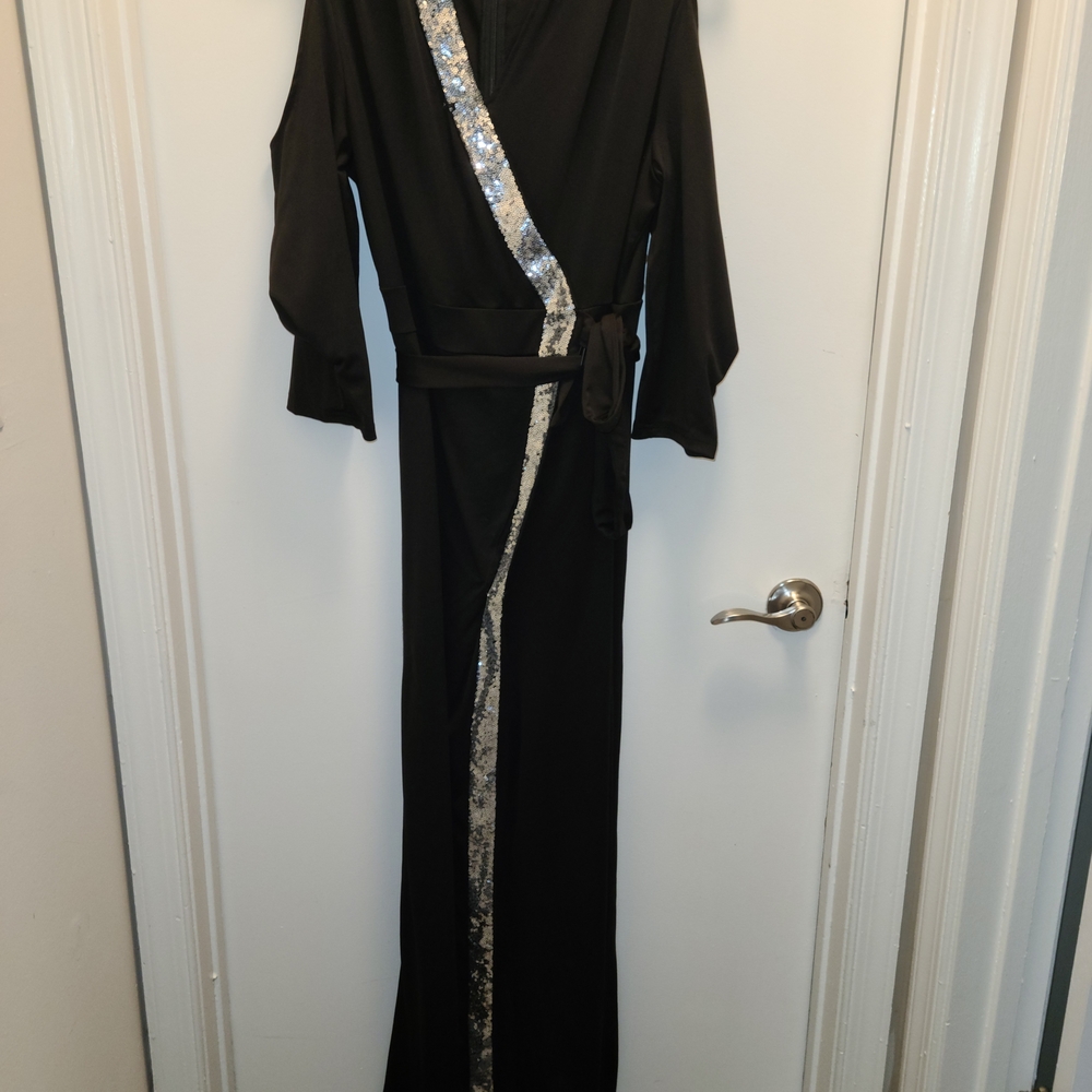 SHEIN Black Jumpsuit with Silver Sequin Detail
